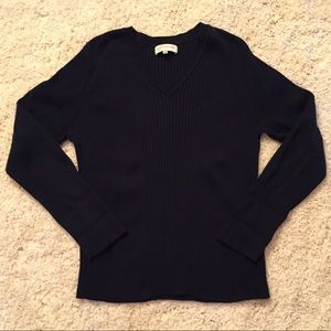Jones New York Navy blue V neck sweater